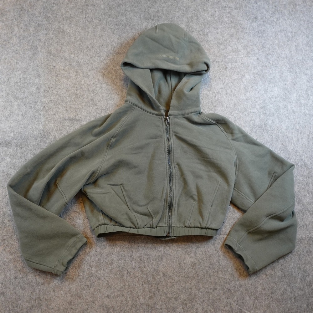 Lululemon Hoodie Women S/M? Olive Green Loungeful Relaxed Full Zip Crop Jacket